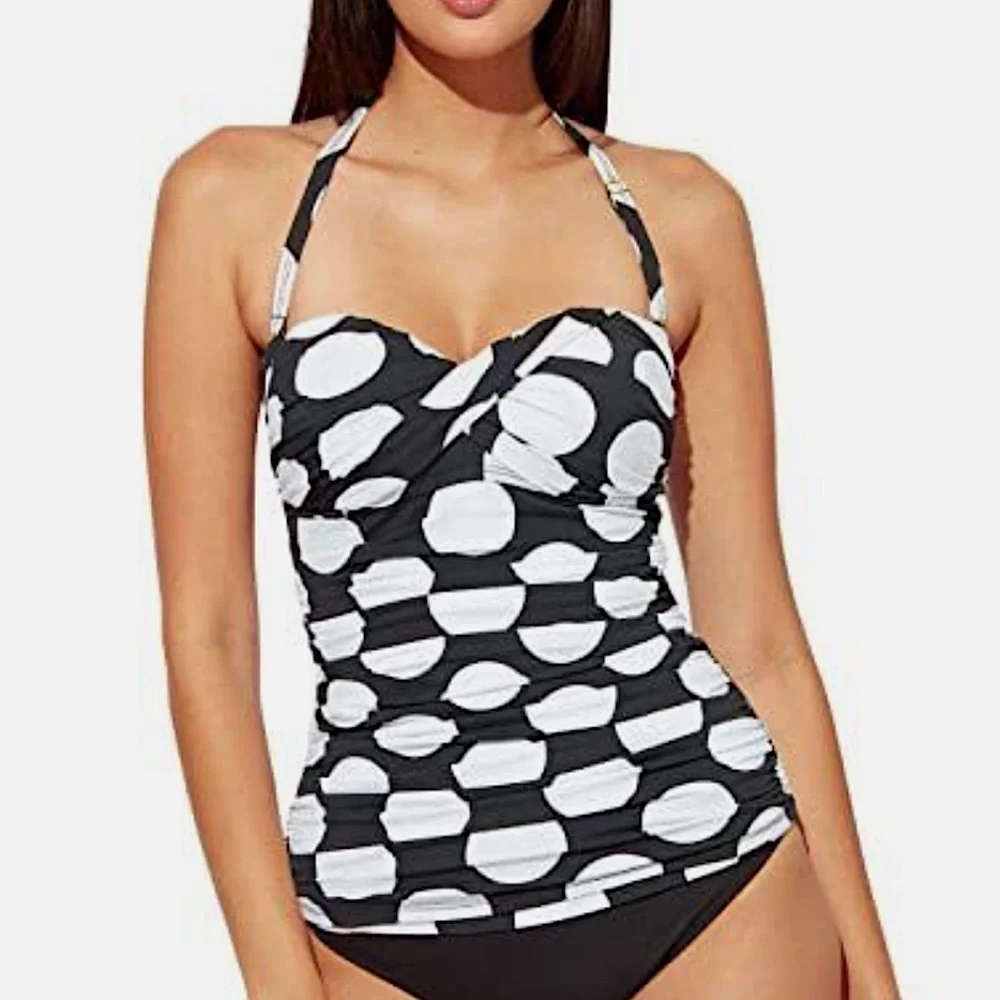 Bleu Rod Beattie Polka Dot Strapless Tankini Top